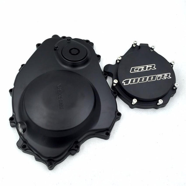 Black Engine Clutch Stator Side Covers for 2004 2005 2006 2007 Honda CBR 1000RR