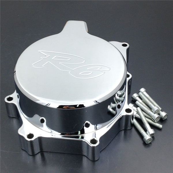 HTT- Billet Aluminum Motorcycle Engine Stator Cover For 1999-2002 Yamaha YZF R6 Chrome Left