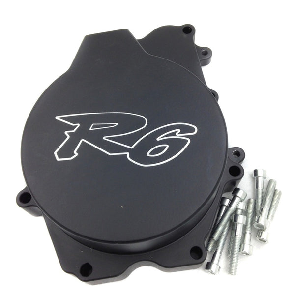 HTT- Engine Stator Cover "R6" Logo For 2003-2006 Yamaha YZF-R6 / 2006 Yamaha YZF-R6S Black Left