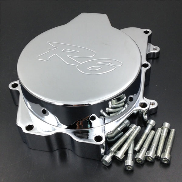 HTT- Engine Stator Cover "R6" Logo For 2003-2006 Yamaha YZF-R6 / 2006 Yamaha YZF-R6S Chrome Left