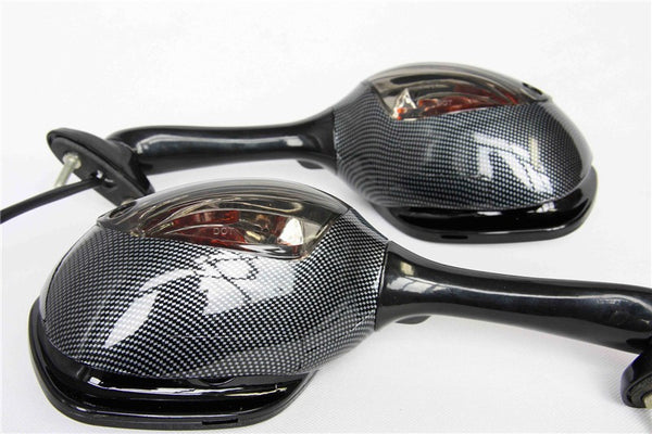 HTT Motorcycle Carbon Smoke Integrated Turn Signal Mirrors For 2006-2015 Suzuki Gsx-R 600 750/ 2001-2015 GSX-R 1000