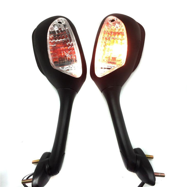 HTT Motorcycle Black Clear Integrated Turn Signal Mirrors For 2006-2015 Suzuki GSX-R 600 750/ 2001-2015 GSX-R 1000/2003-2008 Suzuki SV650 SV650S/2003-2007 SV1000 SV1000S