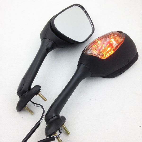 HTT Motorcycle Black Smoke Lens Integrated Turn Signal Mirrors For 2006-2015 Suzuki GSX-R 600 750/ 2001-2015 GSX-R 1000/2003-2008 Suzuki SV650 SV650S/2003-2007 SV1000 SV1000S