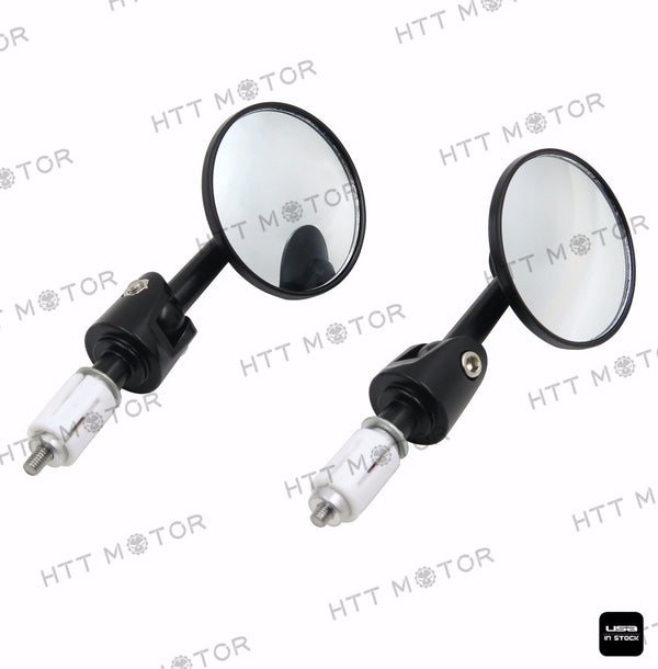 HTTMT- Round Bar End 7/8" 22mm Mirrors For Aprilia Vespa Kymco Piaagio Ktm Bmw Black
