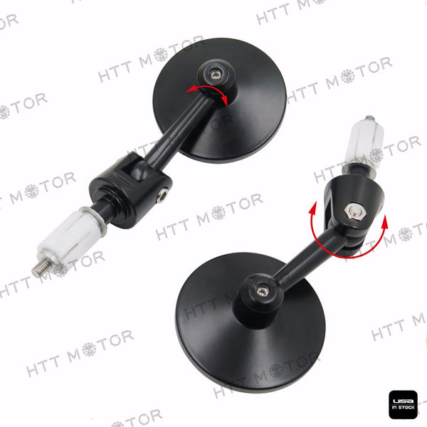 HTTMT- Round Bar End 1" 25MM Mirrors For Aprilia Vespa Kymco Piaagio Ktm Bmw Black