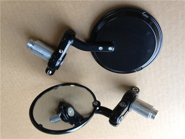 New 1 Inch Bar End Round Mirrors For Honda Kawasaki Suzuki Yamaha Ducati Black