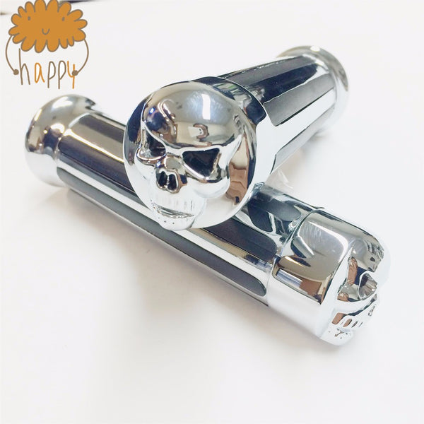 HTT Motorcycle Skull Zombie style Hand Grips 1" 25mm Handlebar fit for Harley XL 883 Hugger Sportster Cruiser Chrome