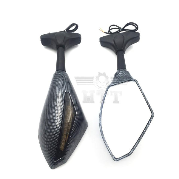 HTT Carbon Turn Signal Mirrors with Smoke Lens Fit For Suzuki GSXR 600 700/ Honda CBR 600 900/ Yamaha YZF R6 R6S / Triumph Daytona