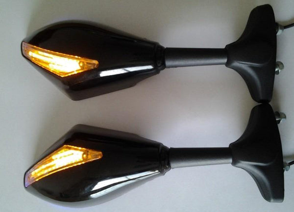 HTT Blue Led Turn Signal Mirror For Honda Cbr 125R 150R Suzuki Sv650S Katana Tl1000R