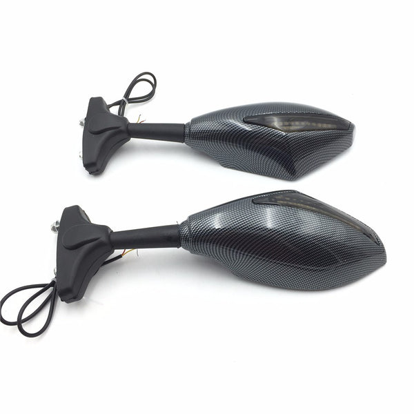 HTT Motorcycle Blue Led Turn Signal Mirror Carbon Fiber Smoke For Honda Cbr 125R 150R Suzuki Sv650S Katana Tl1000R