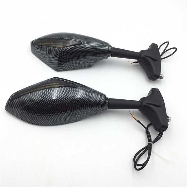 HTT Motorcycle Blue Led Turn Signal Mirror Carbon Fiber Smoke For Triumph Daytona 600 650 Tt600 New