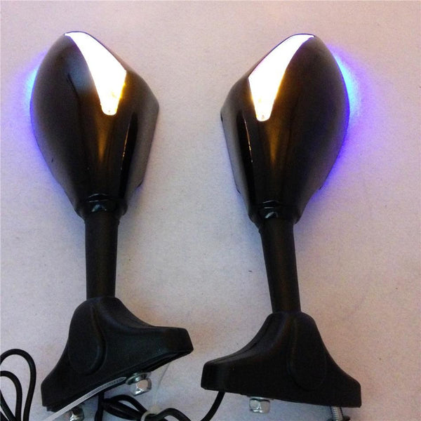 HTT Blue Led Integrated Turn Signal Mirror For Triumph Daytona 600 650 Tt600 New
