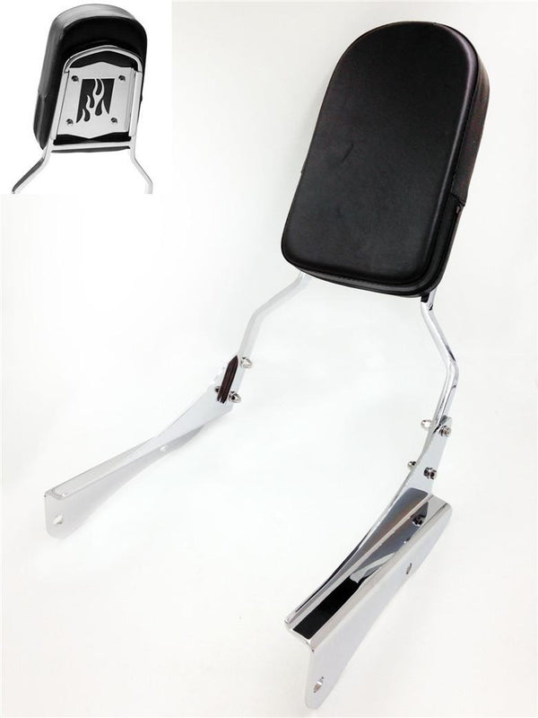 HTT Motorcycle Chrome Flame Fire Backrest Sissy Bar For 2001-2008 Honda Shadow Spirit 750 / VT750