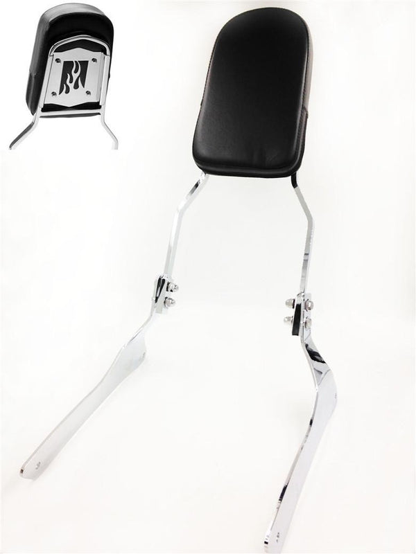 HTT Motorcycle Chrome Flame Fire Backrest Sissy Bar Pad For 2005-2009 Suzuki Boulevard C90/ 1998-2004 Suzuki VL1500 Intruder