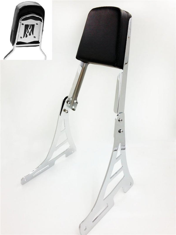 HTT Motorcycle Chrome Flame Fire Style Backrest Sissy Bar with Leather Pad For Harley Davidson Sportster Xl883C XL883R XL1200R XL1200C XL1200S XLH883 XLH1200