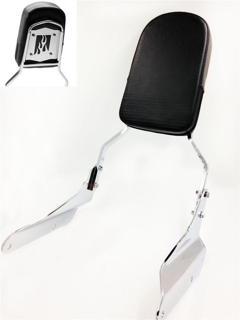 HTT Motorcycle Chrome Flame Fire Style Backrest Sissy Bar with Leather Pad For 1994-2003 Honda Magna 750 VF750/ 1995-2006 Honda Magna 250 VF250