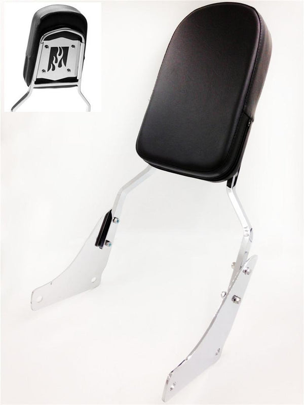 HTT Motorcycle Chrome Flame Backrest Sissy Bar with Leather Pad For Honda Shadow Ace 1100