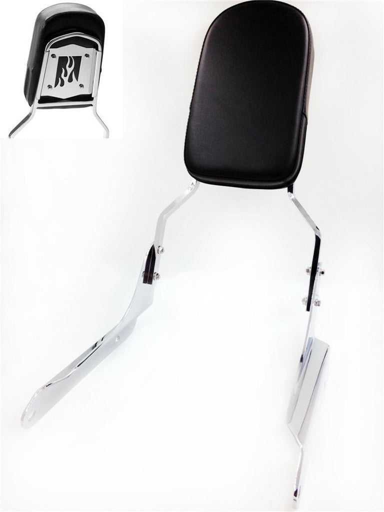HTT Motorcycle Chrome Flame Backrest Sissy Bar With Leather Pad For Honda 1998-2007 VLX600 / 1999-2007 VT600C