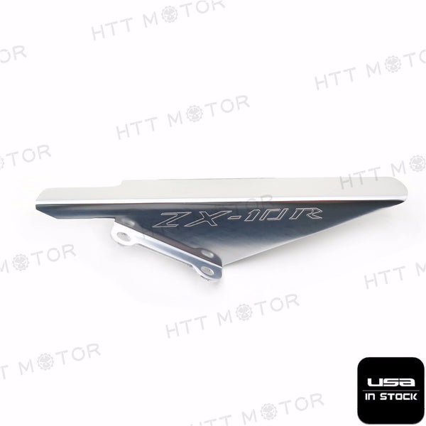 HTTMT- Aluminum Motorcycle Silver Chain Guards Cover for 2004 2005 Kawasaki ZX10 ZX10R