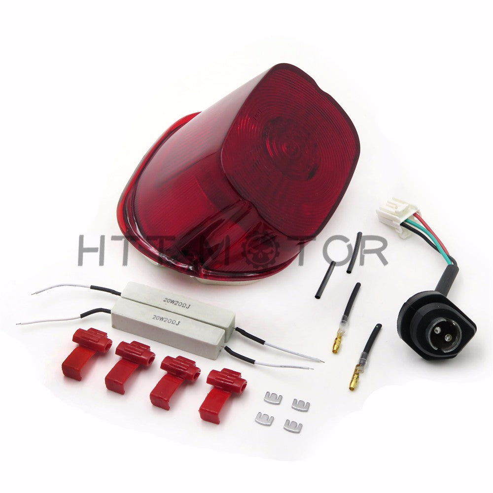 HTTMT- Red LED Tail Light Brake Turn Signal For Harley Sportster Softail Dyna Electra