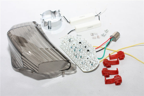 HTT Motorcycle Led Tail Light Brake Light with Integrated Turn Signals Indicators For 2004-2009 Yamaha Fz6 Fazer 600 Smoke