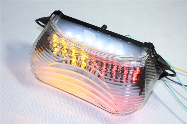 HTT Motorcycle Clear Led Tail Light Brake Light with Integrated Turn Signals Indicators For 1998-2005 Honda Super Hawk / VTR1000 / VTR1000F