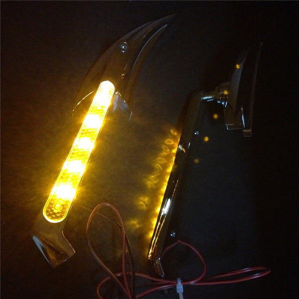 LED Turn Signal Rearview Mirrors For Honda CBR900RR, CBR929RR, CBR954RR – Black, Pair By TWOM