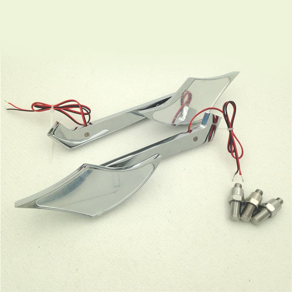HTT Motorcycle Chrome Diamond Shape LED Turn Signal Integrate Mirrors For All Honda Kawasaki Suzuki Cruiser Bikes CBR Ninja GSXR Hayabusa