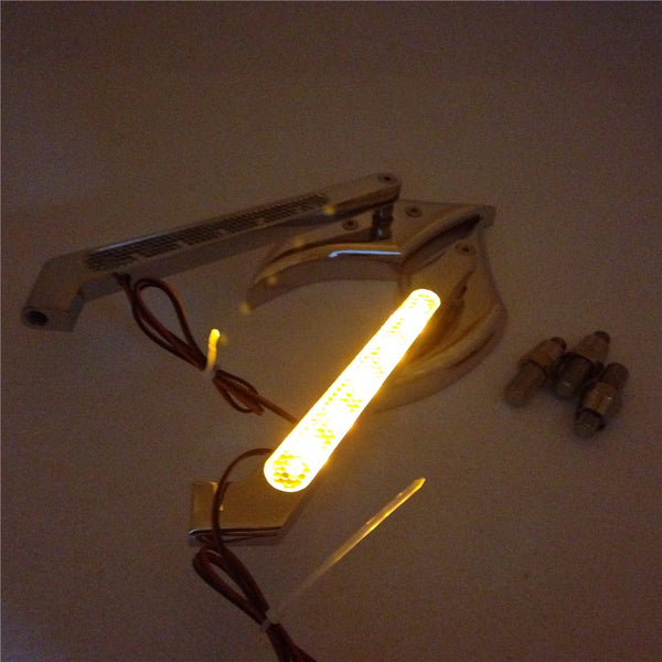 HTT Motorcycle Chrome Diamond Shape LED Turn Signal Integrate Mirrors Fit all Yamaha Cruiser Bikes models including Royal Star V-star Warrior V-Max Virago