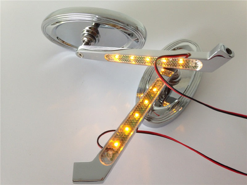 New LED Turn signal Oval Racing mirrors fit for Harley Low Rider V-Rod CHROME