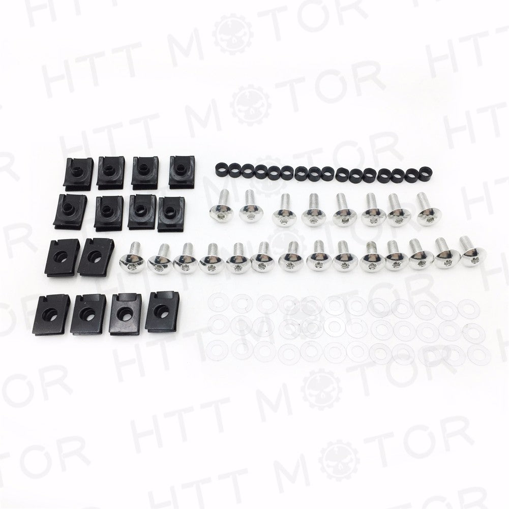 HTT- Silver Fairing Bolts Kit Fastener Clips Screw For Yamaha 2000-2001 YZF R1