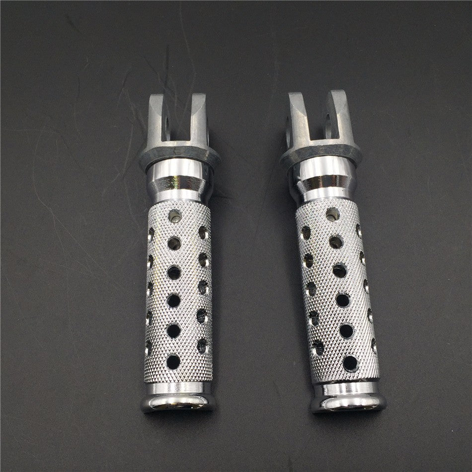 HTT Motorcycle Silver Polished Front Foot Pegs For Kawasaki EX250 EX500 Ninja ZX6 D/E/R ZX750 Ninja 1990 1991 1992 1993 1994 1995 1996 1997 1998