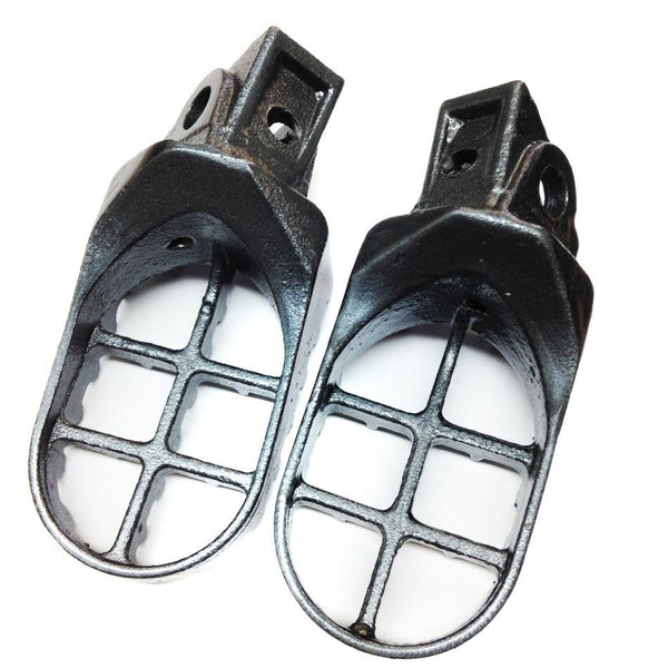 HTT Gunmetal Black Motocross MX Steel Foot Pegs For Kawasaki KX65 KX85 KX100 KX80 Suzuki RM100