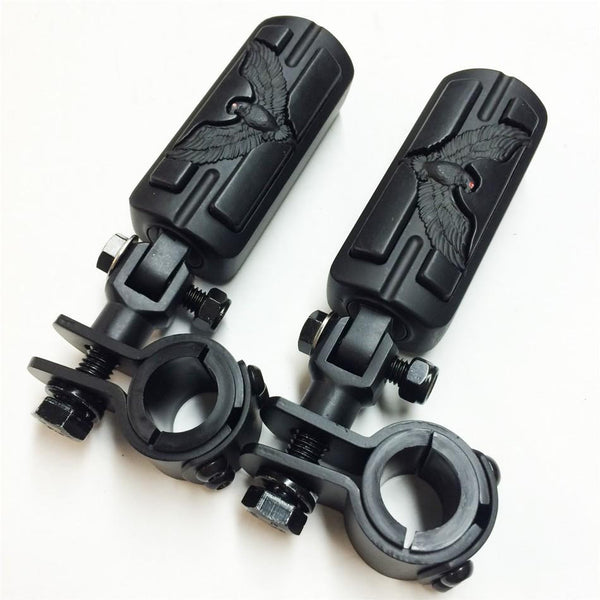 HTT Eagle Hawk Shape 1" 1-1/4" Highway Stiletto 4475 Pegs Clamp For Honda VT750 Shadow 750 VT750C ACE Black Body Black Rubber