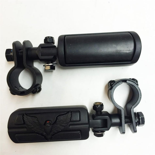 HTT Eagle Hawk Shape 1" 1-1/4" Highway Radical Stiletto 4475 Foot Pegs Clamps For Harley Sportster Black Body Black Rubber