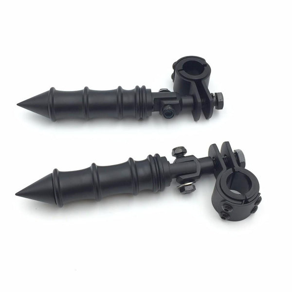 HTT Motorcycle Black Foot Peg Footrest with Mounting Kit Clamps 1"and 1 1/4" For Honda GoldWing VTX1300 Shadow Valkyrie Triumph Front Engine Guard Frame Tube