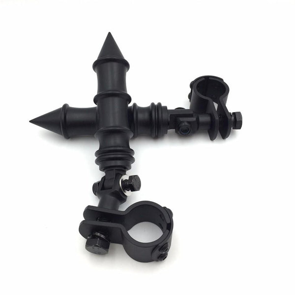 HTT Motorcycle Black Foot Peg Footrest with Mounting Kit Clamps 1"and 1 1/4" For Yamaha V-STAR Roadstar Suzuki Boulevard Front Engine Guard Frame Tube Triumph Rocket