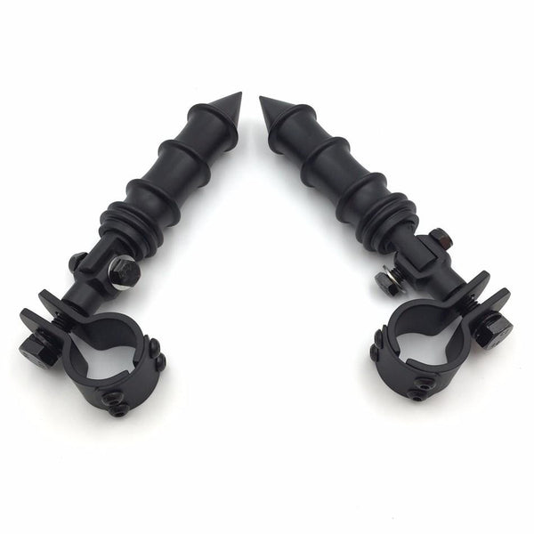 HTT Motorcycle Black Foot Peg Footrest with Mounting Kit Clamps 1"and 1 1/4" For Harley Davidson Sportster 883 1200 Street Bob Softail CVO Front Engine Guard