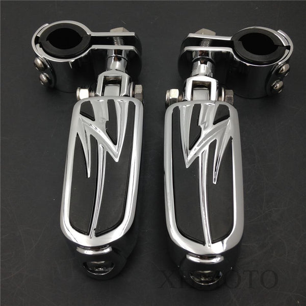 1" 1 1/4" Highway Radical Flame Foot Pegs Clamps For Harley Sportster 883 1340