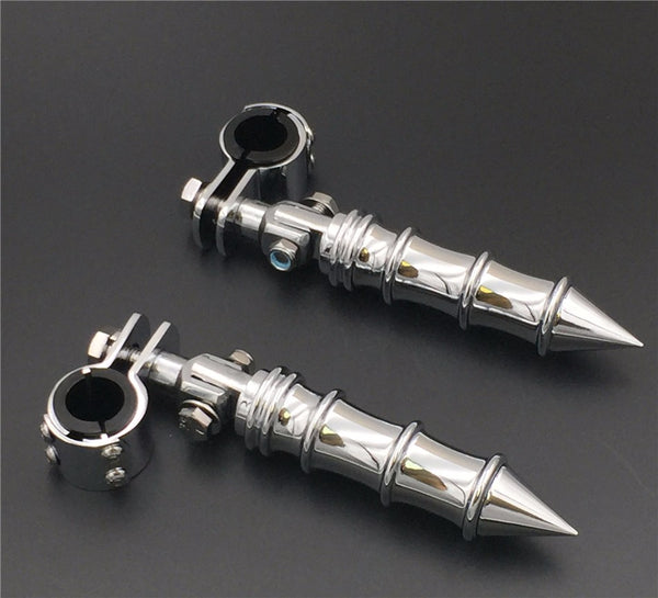 HTT Motorcycle Chrome Foot Peg Footrest with Mounting Kit Clamps 1"and 1 1/4" For Honda GoldWing VTX1300 Shadow Valkyrie Triumph Front Engine Guard Frame Tube