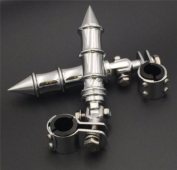 HTT Motorcycle Chrome Foot Peg Footrest with Mounting Kit Clamps 1"and 1 1/4" For Harley Davidson Sportster 883 1200 Street Bob Softail CVO Front Engine Guard