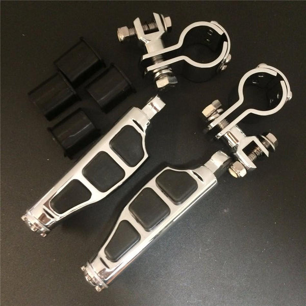 Highway Stiletto 4475 Foot Pegs Clamps For Honda GoldWing GL1800 1500 1100 1200 Chrome Body Black Rubber