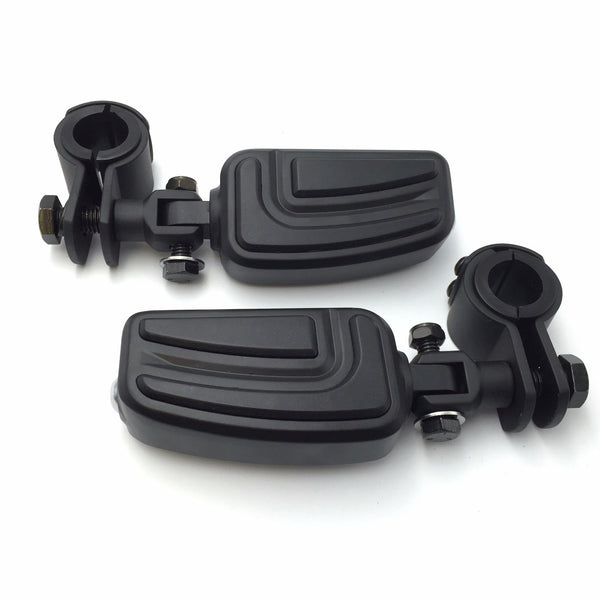 HTT Motorcycle Black AirFlow Arrow Foot Rest Foot Pegs with 1" and 1 1/4" Mounting Bracket For Triumph Rocket Yamaha V-STAR Roadstar Suzuki  INTRUDER Boulevard M90  M1500 Kawasaki Vulcan