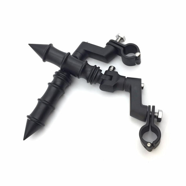 HTT Motorcycle Black Foot Peg Footrest with Mounting Kit Clamps Fits Front Engine Guards 1.5" Diameter Tubing For Harley Davidson Sportster 883 1200 Street Bob Softail Dyna