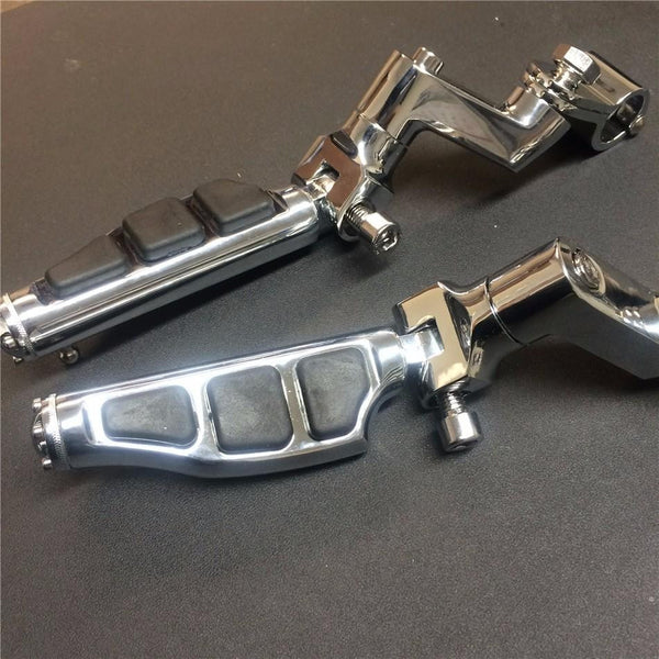 1 1/4" Highway Radical Stiletto 4475 Foot Pegs Clamps For Harley Sportster Touring Chrome Body Black Rubber