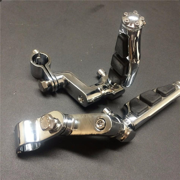 1.5" 1 1/2 "Highway Radical Stiletto 4475 Foot Pegs Clamps For Harley Sportster Touring Chrome Body Black Rubber