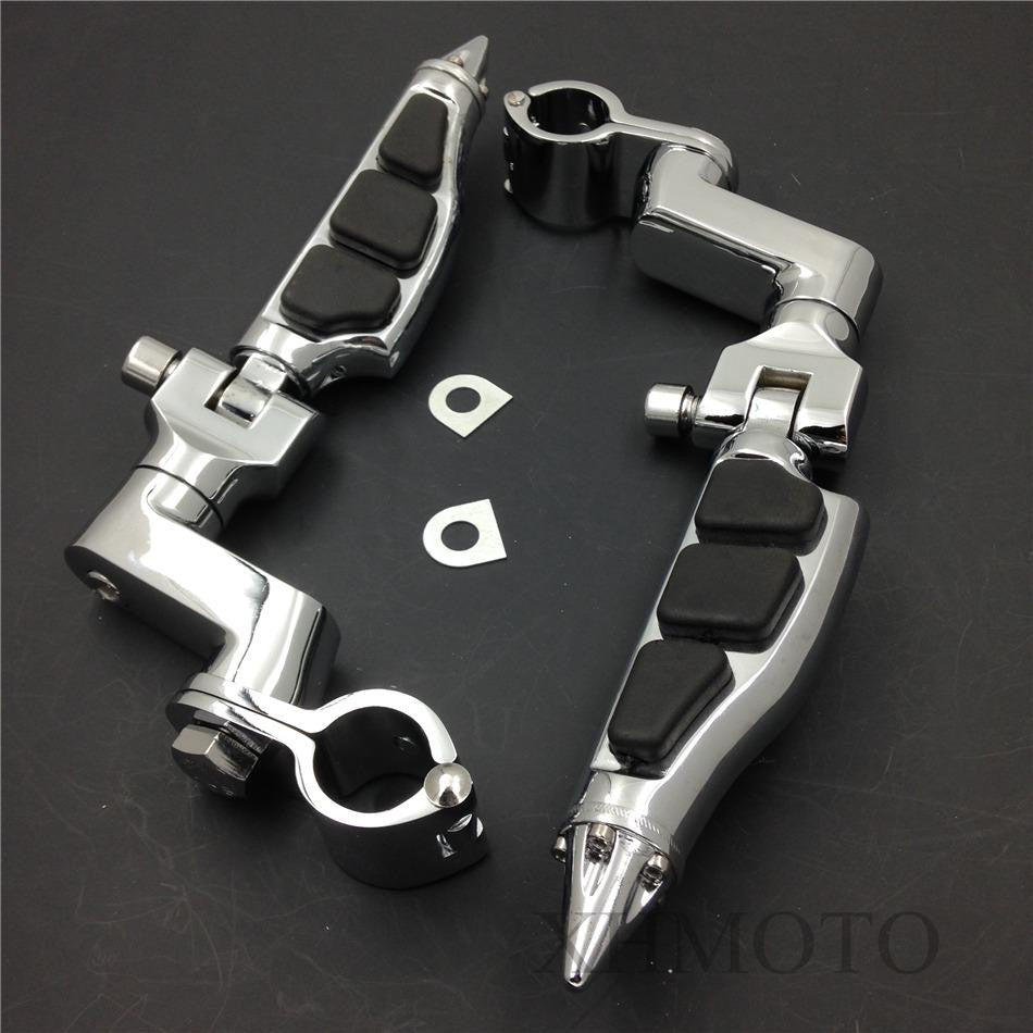 Front 1.5" Highway Radical Stiletto 4475 Foot Pegs Clamps For Honda GoldWing GL