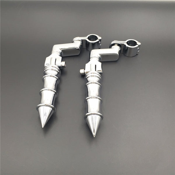 HTT Motorcycle Chrome Foot Peg Footrest with Mounting Kit Clamps Fits Front Engine Guards 1"(25mm) Diameter Tubing For Harley Davidson Sportster 883 1200 Street Bob Softail Dyna