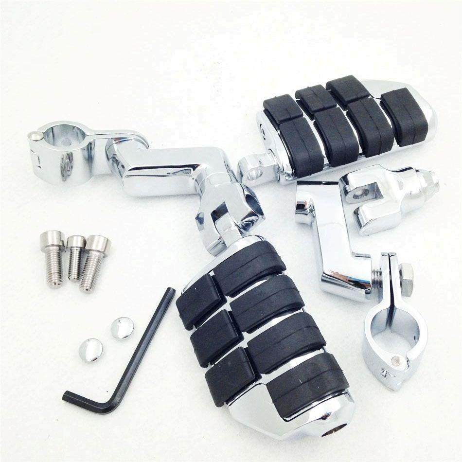 Chromed 1.5" Dually Highway Clamps Large Foot Pegs For TRIUMPH ROCKET 3 2300CC