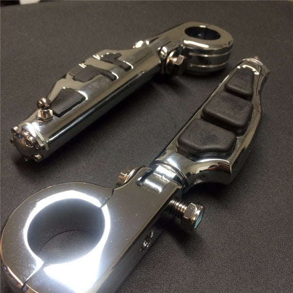 Rider 1 1/2" Stiletto 4475 Foot Peg P-Clamps For Honda Shadow ACE Magna Valkyrie Chrome Body Black Rubber
